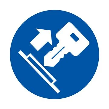 Key Symbol for Security and Access Control in Blue Circle Design Illustrazione stock