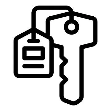 Key with tag hanging on string using for hotel service Stock Illustration