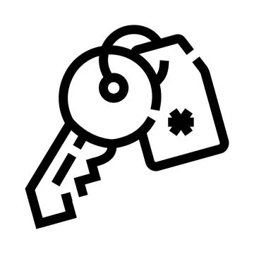 Key with tag having asterisk symbol icon Ilustração Stock