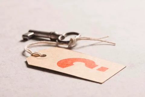 Key tag with questionmark Stock Photos