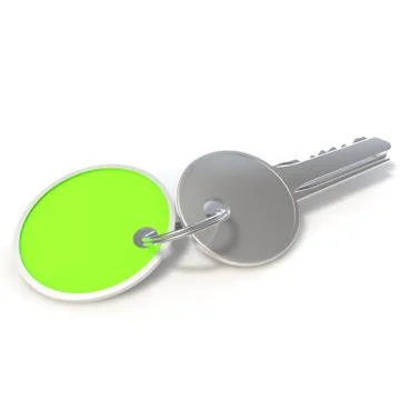 The key with tag on white isolated background Stock Illustration