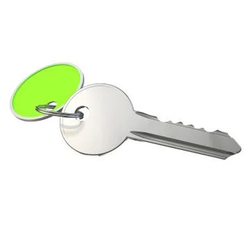 The key with tag on white isolated background Stock Illustration