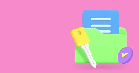 Key takeaway business document folder with pass 3d icon animation loop Stock Footage 281716436