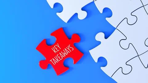 Key takeaways red puzzle Stock Illustration