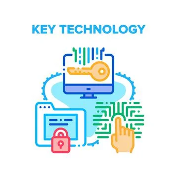 Key Technology Cyber System Vector Concept Color Stockillustratie