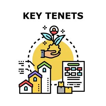 Key tenets building community and business growth Ilustración de archivo
