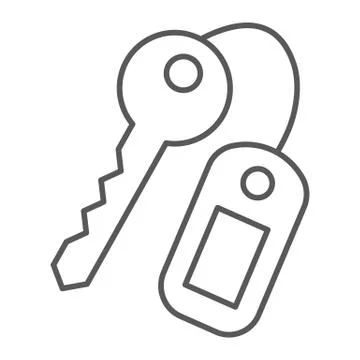 Key thin line icon, close and safety, unlock sign, vector graphics, a linear Stock-Illustration