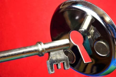 Key tool for opening locks and keyhole. The key to unraveling, Stock Photos