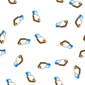 Key for twist lock isometric icon seamless pattern Stock Illustration