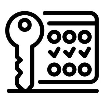 Key unlocking access to multiple choice exam or test representing knowledge Illustrazione stock