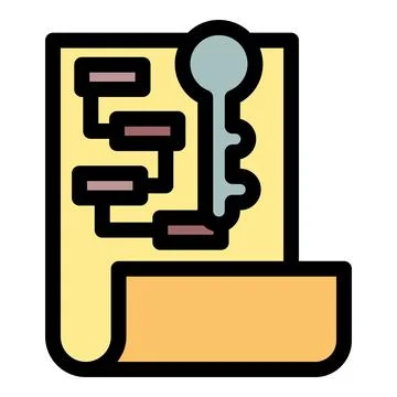 Key unlocking algorithm on planning document representing problem solving イラスト素材