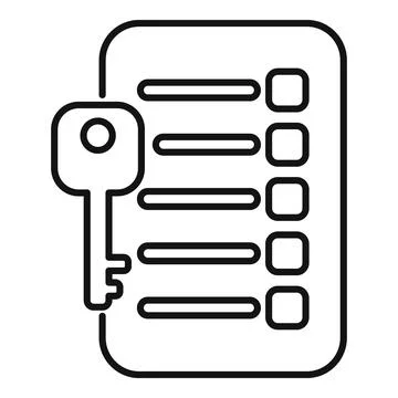 Key unlocking checklist representing problem solving and solutions Stock Illustration