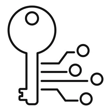 Key unlocking digital circuit board accessing data Stock Illustration