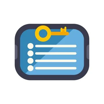 Key unlocking digital data access on tablet screen Stock Illustration
