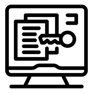 Key unlocking digital documents on computer screen symbolizing data security Stock Illustration
