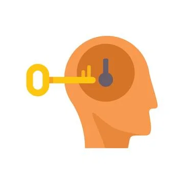 Key unlocking human mind potential problem solving Stock Illustration