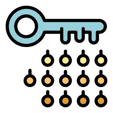 Key unlocking a matrix of digital padlocks representing online security Illustrazione stock