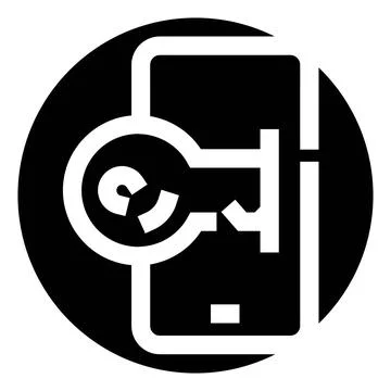Key unlocking a mobile device for digital security 库存插图
