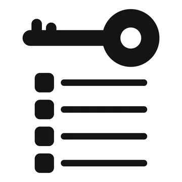 Key unlocking multiple checkboxes on a checklist Stock Illustration