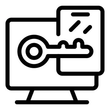 Key unlocking padlock on computer screen representing cybersecurity Stockillustratie