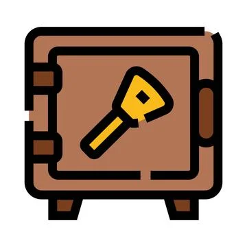 Key unlocking a secure vault for protecting valuables Ilustración de archivo
