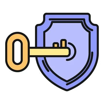 Key unlocking security shield protecting digital data privacy Stock Illustration