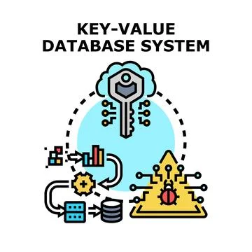 Key value database system managing modern information technology Stock Illustration