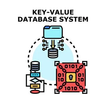 Key value database system storing and securing data Illustrazione stock