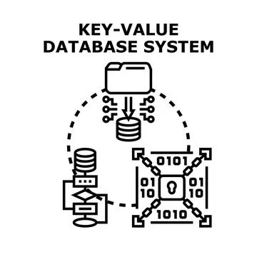 Key value database system storing and securing data Stockillustratie