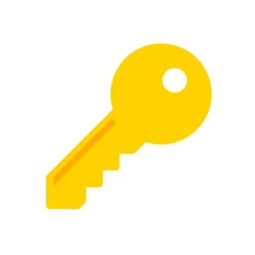 Key vector flat yellow icon Stock Illustration