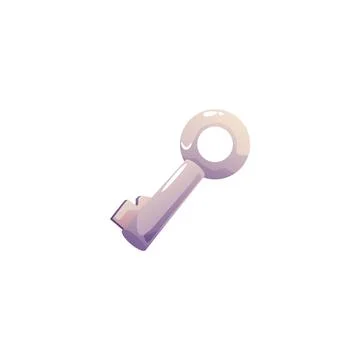 Key vector icon, cartoon retro silver key, locking, unlocking tool, password and Stock Illustration