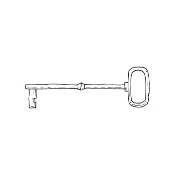 Key. Vector illustration. Isolated object on white. Hand-drawn style. Stock Illustration