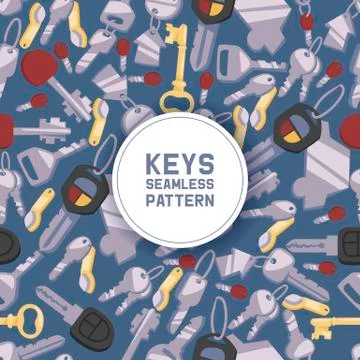 Key vector seamless pattern house keys lock for safety and home security 스톡 일러스트