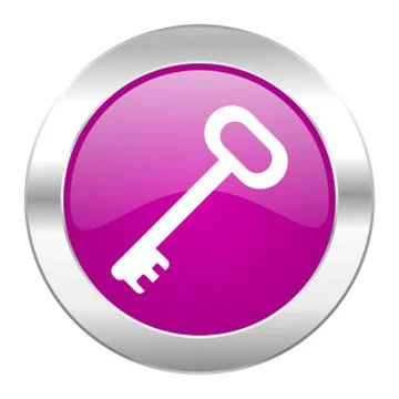 Key violet circle chrome web icon isolated. Ilustración de archivo