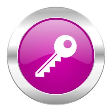 Key violet circle chrome web icon isolated. Ilustración de archivo