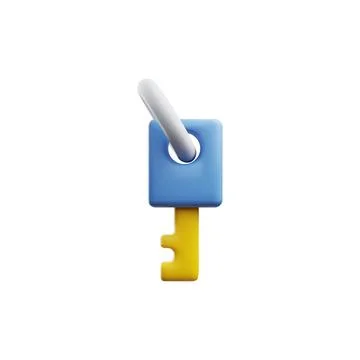 Key volumized rendered icon 3D realistic vector illustration isolated on white. Illustrazione stock