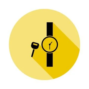 Key watch icon in long shadow style Stock Illustration