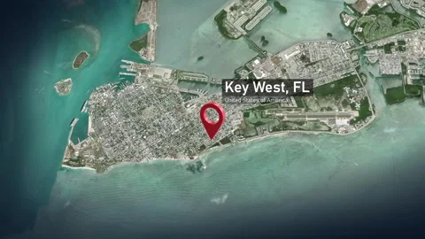 Key West City Map Zoom (FL, USA) from Space to Earth Video stock 295800765