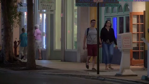 Key West Duval Street Medium Shot Focus Rack Stock Footage 89820853