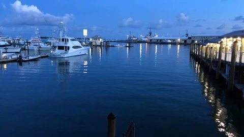 Key West, Florida- August 2019:  Wide, steady shot at the marina  Stock Footage 122703822