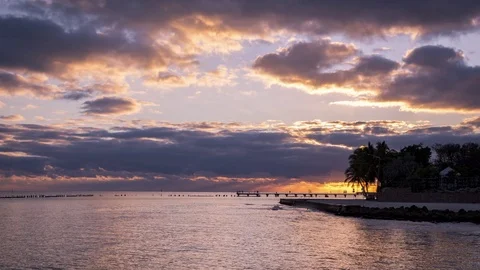 Key West Florida Pier Sunset Timelapse 4k UHD Stock Footage 126866941