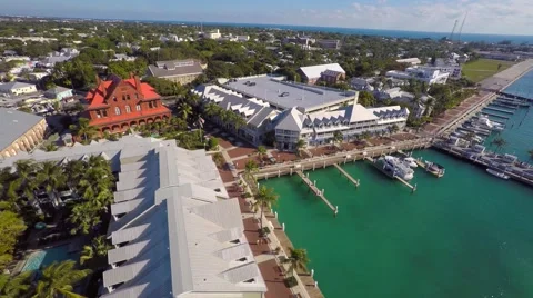 Key west mallory square and port 2 4k aerial video Stock Footage 45461932