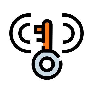 Key with wireless signals representing security and data privacy Stock Illustration