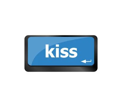 Key with the word kiss on it, on a computer keyboard Stock Illustration