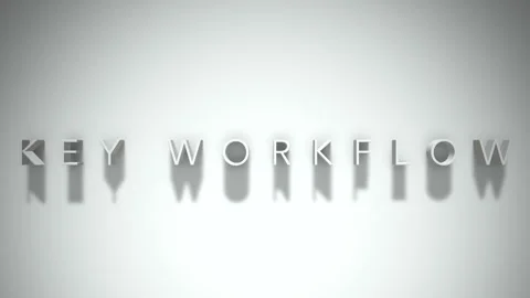 Key workflow 3D title animation white text on a white background Stock Footage 299824317