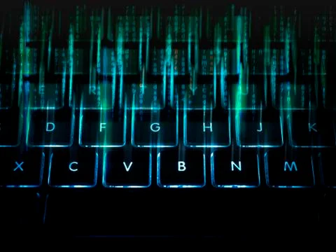 Keyboard and code Foto stock