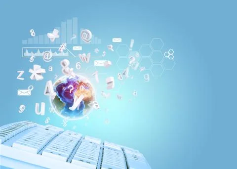 Keyboard and graphical charts Stock Illustration