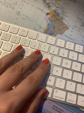 Keyboard and hand Foto stock