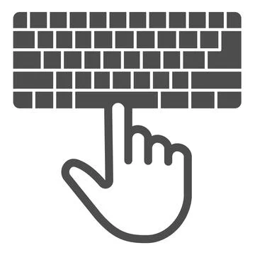 Keyboard and hand solid icon, pcrepair concept, keyboard vector sign on white イラスト素材