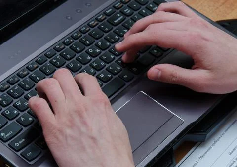 Keyboard and Hands Stock Photos